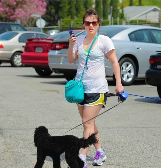 Kelly Clarkson walking on the streets with her pet dog.